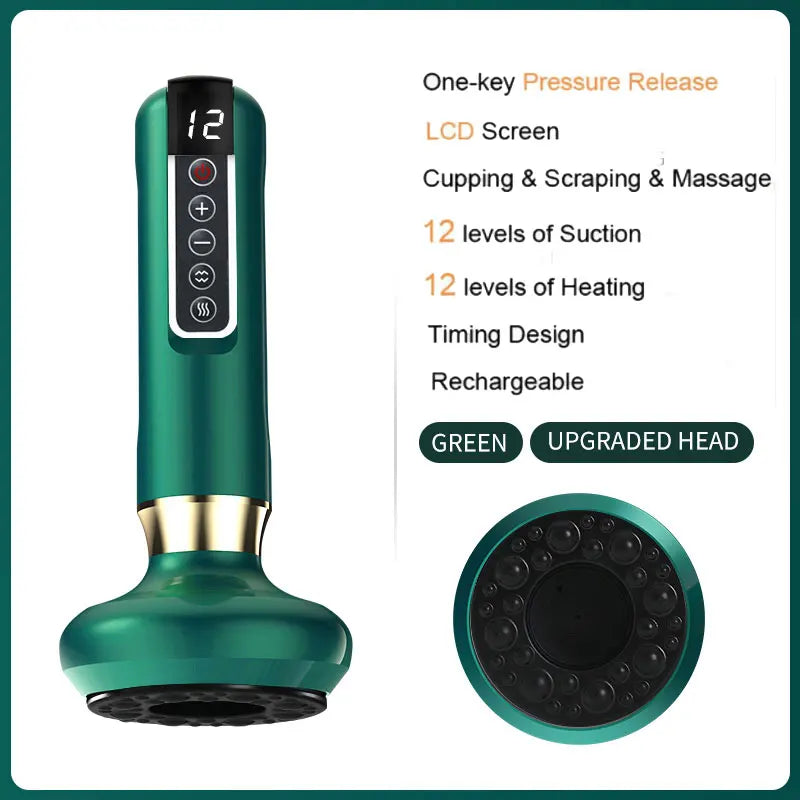 Electric Vacuum Skin Cupping Therapy Set Heating Suction Cups Body Blood Scraping Guasha Massager Cup Beauty Health